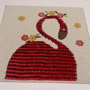 Pier 1 Red Flamingo Beaded Placemat